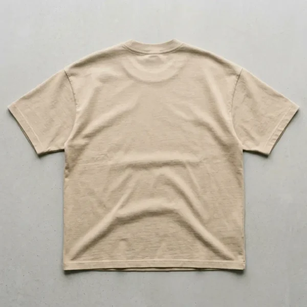 Beige heavyweight oversized t-shirt back.
