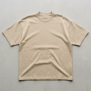 Beige heavyweight oversized t-shirt front.