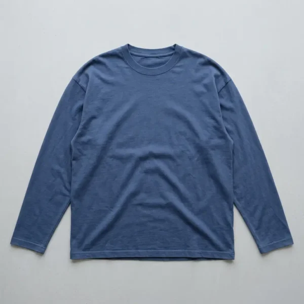 Blue long sleeve oversized t-shirt front.