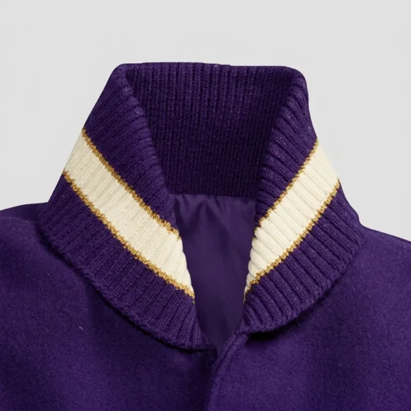 Convertible knit collar varsity jacket.