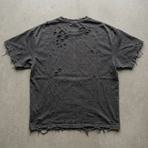 Distressed oversized t-shirt back.
