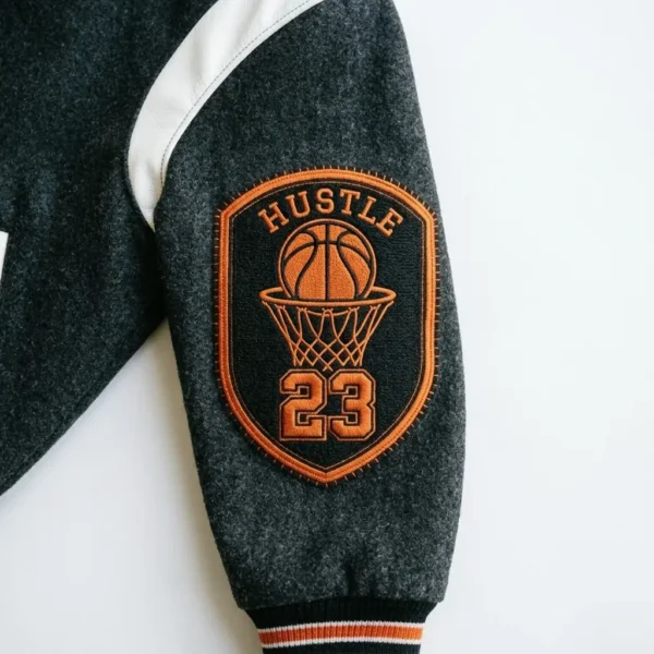 Embroidered basketball varsity patch.