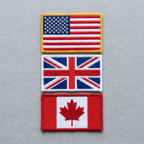 Embroidered flag patches.