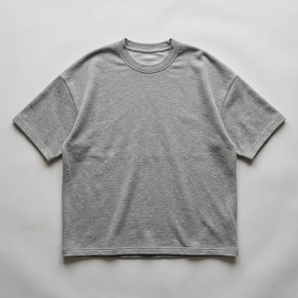 Gray french terry oversized t-shirt front.