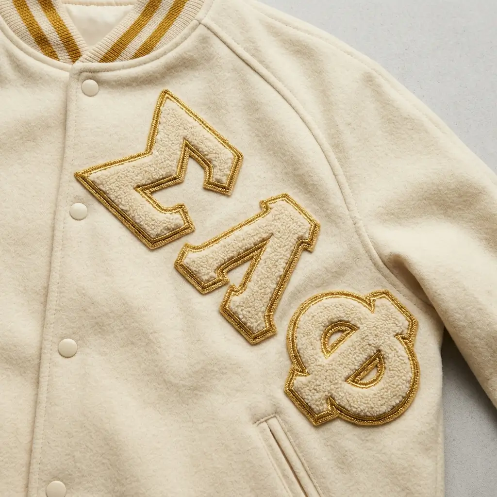 Greek letter varsity patches.
