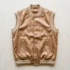 Light brown satin varsity vest.