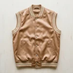 Light brown satin varsity vest.