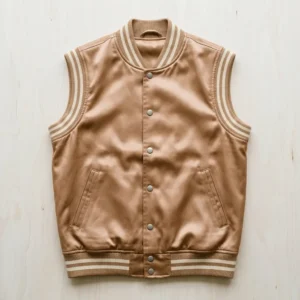 Light brown satin varsity vest.
