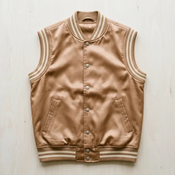 Light brown satin varsity vest.
