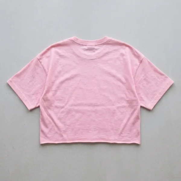 Pink cropped oversized t-shirt back.