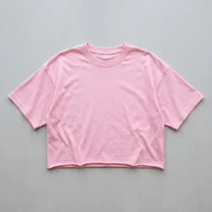 Pink cropped oversized t-shirt front.