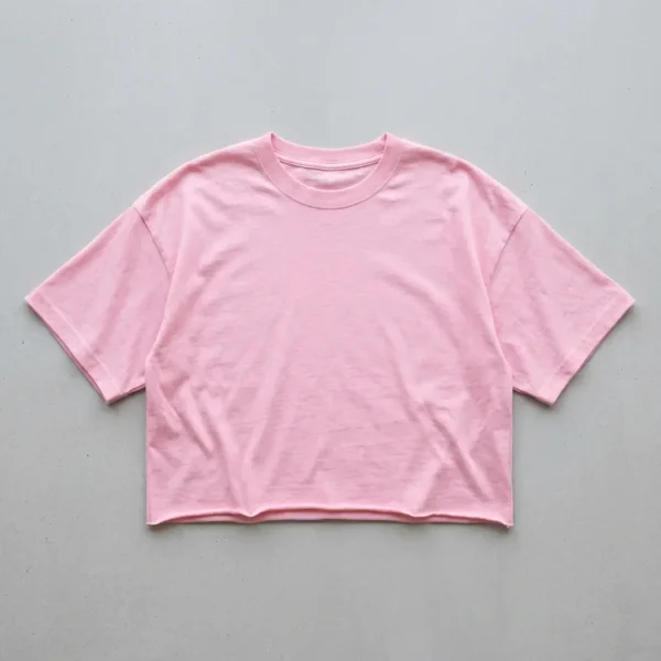 Pink cropped oversized t-shirt front.