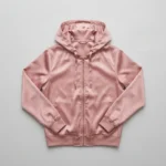 Pink hooded satin jacket.