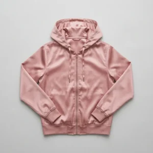 Pink hooded satin jacket.