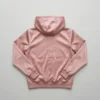 Pink hooded satin jacket back.