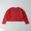 Red cropped long sleeve oversized t-shirt back.