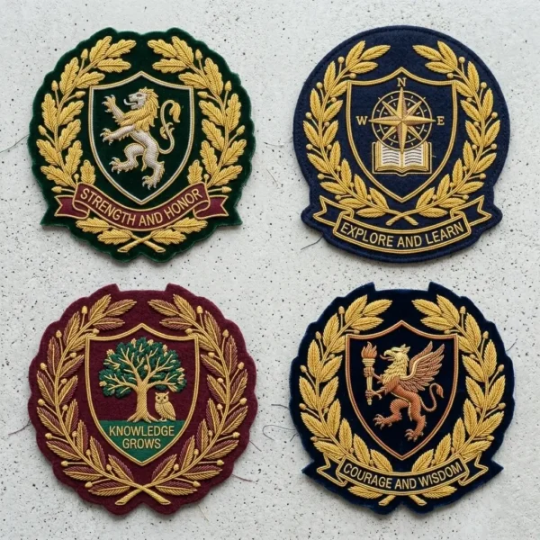 School crest embroidered patches.