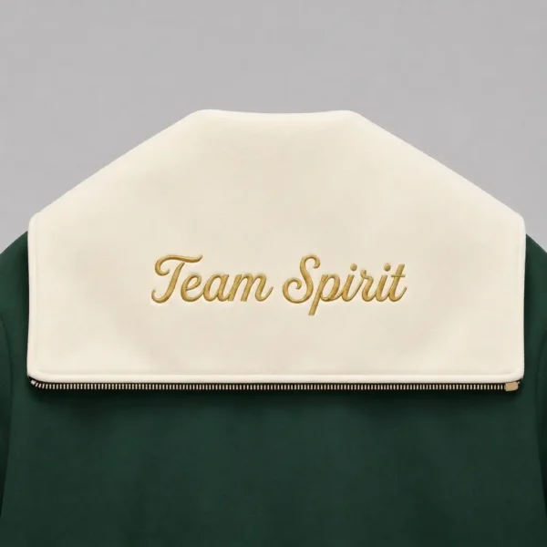 Straight across zippered hood.