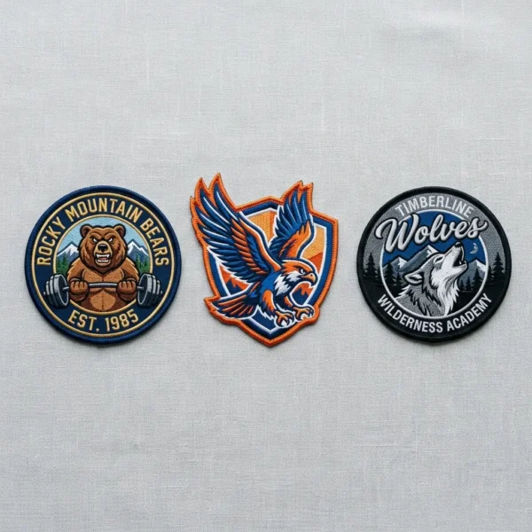 Vintage wildlife embroidered mascot patches.