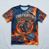 All over printed firefighter t-shirt front.