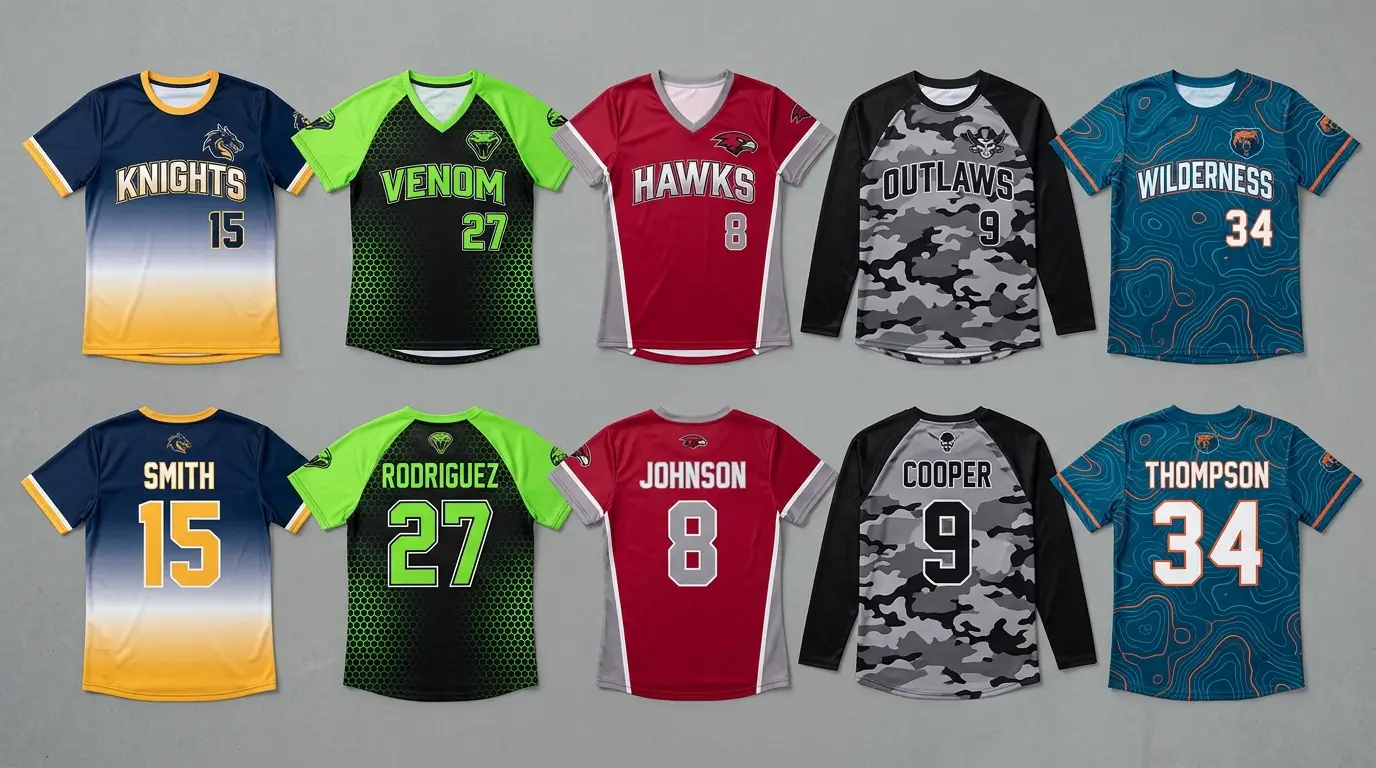 All over printed slowpitch softball jerseys.