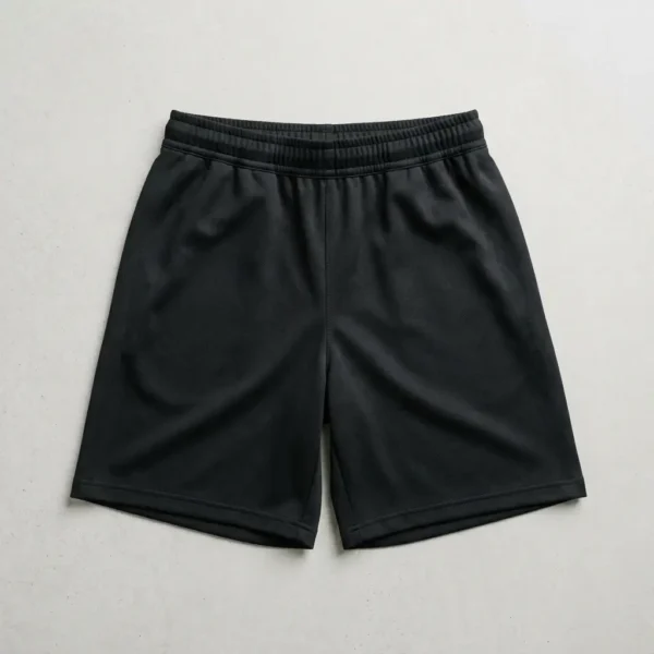 Black basketball shorts with no pockets.