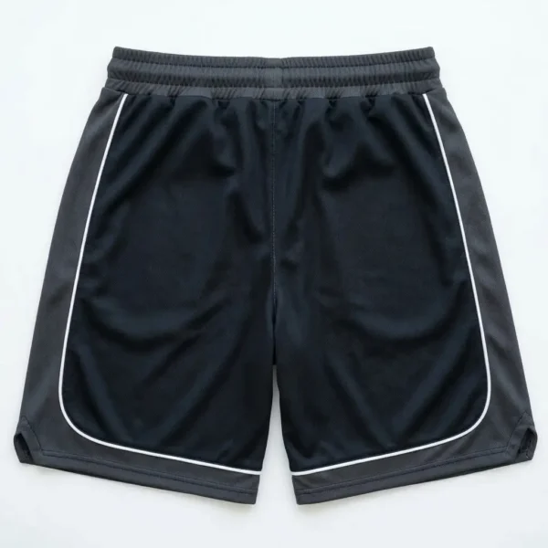 Custom biker streetball graphics basketball shorts back.