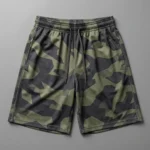 Custom camo basketball shorts front.