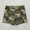 Front view of custom camo booty shorts.