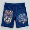 Front view of custom DTF printed booty shorts.