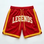 Custom embroidered basketball shorts front.