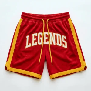 Custom embroidered basketball shorts front.