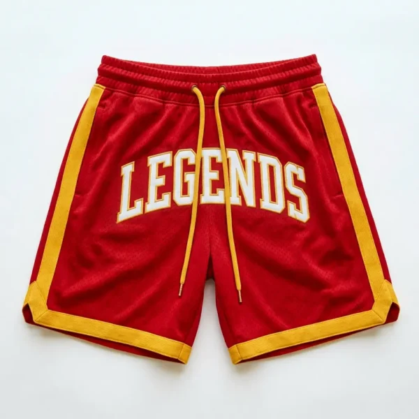 Custom embroidered basketball shorts front.