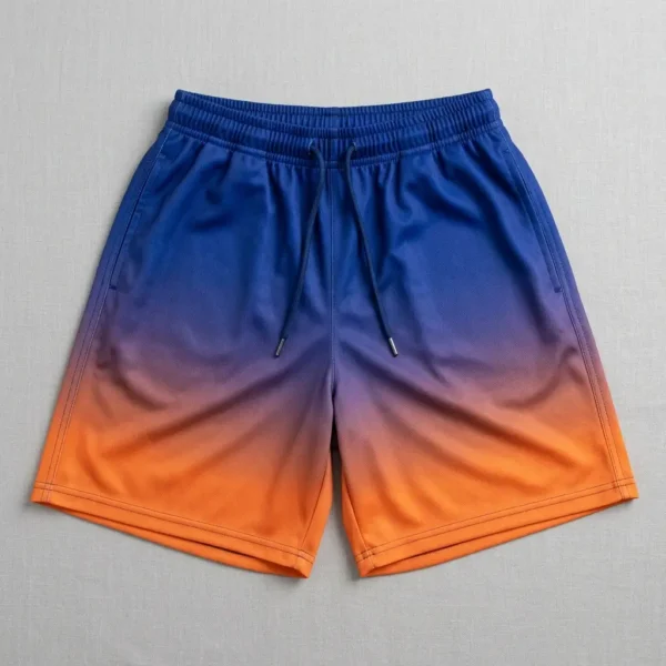 Custom gradient fade basketball shorts front.