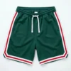 Custom green retro varsity basketball shorts front.