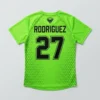 Custom neon green black slowpitch softball jersey back.