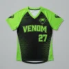 Custom neon green black slowpitch softball jersey front.
