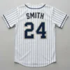 Custom pinstripe full button slowpitch softball jersey back.