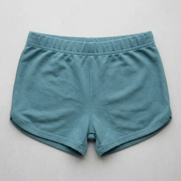 Light teal custom booty shorts front.