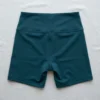 Back view of custom spandex teal screen-printed booty shorts.
