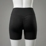 Back of custom scrunch butt seam booty shorts.