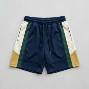 Custom side panel basketball shorts front.