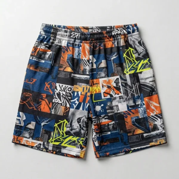 Custom sublimated underground canvas court shorts back.