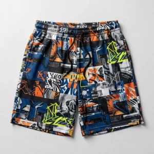 Custom sublimated underground canvas court shorts front.