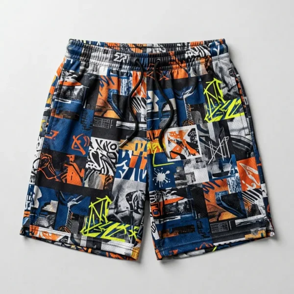 Custom sublimated underground canvas court shorts front.