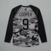 Custom urban gray full sleeves slowpitch softball jersey back.