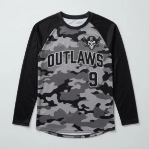 Custom urban gray full sleeves slowpitch softball jersey front.