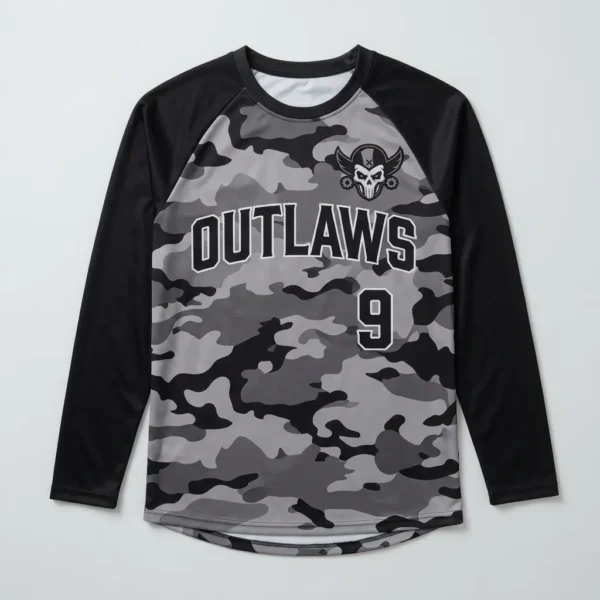 Custom urban gray full sleeves slowpitch softball jersey front.