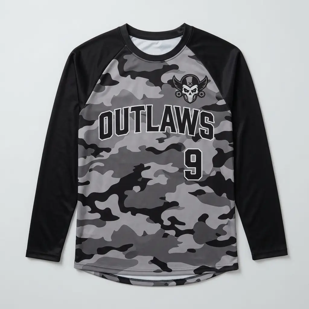 Custom urban gray full sleeves slowpitch softball jersey front.