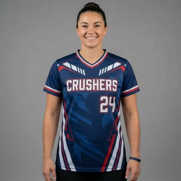 Custom women's slowpitch softball jersey.